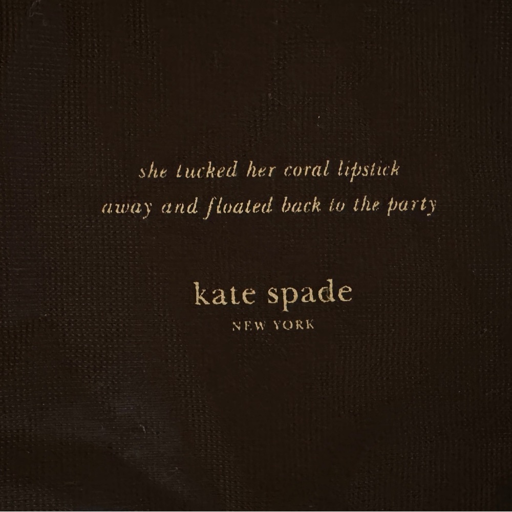 Whimsical Kate Spade Black Dust Bag with Gold and Pink Accents